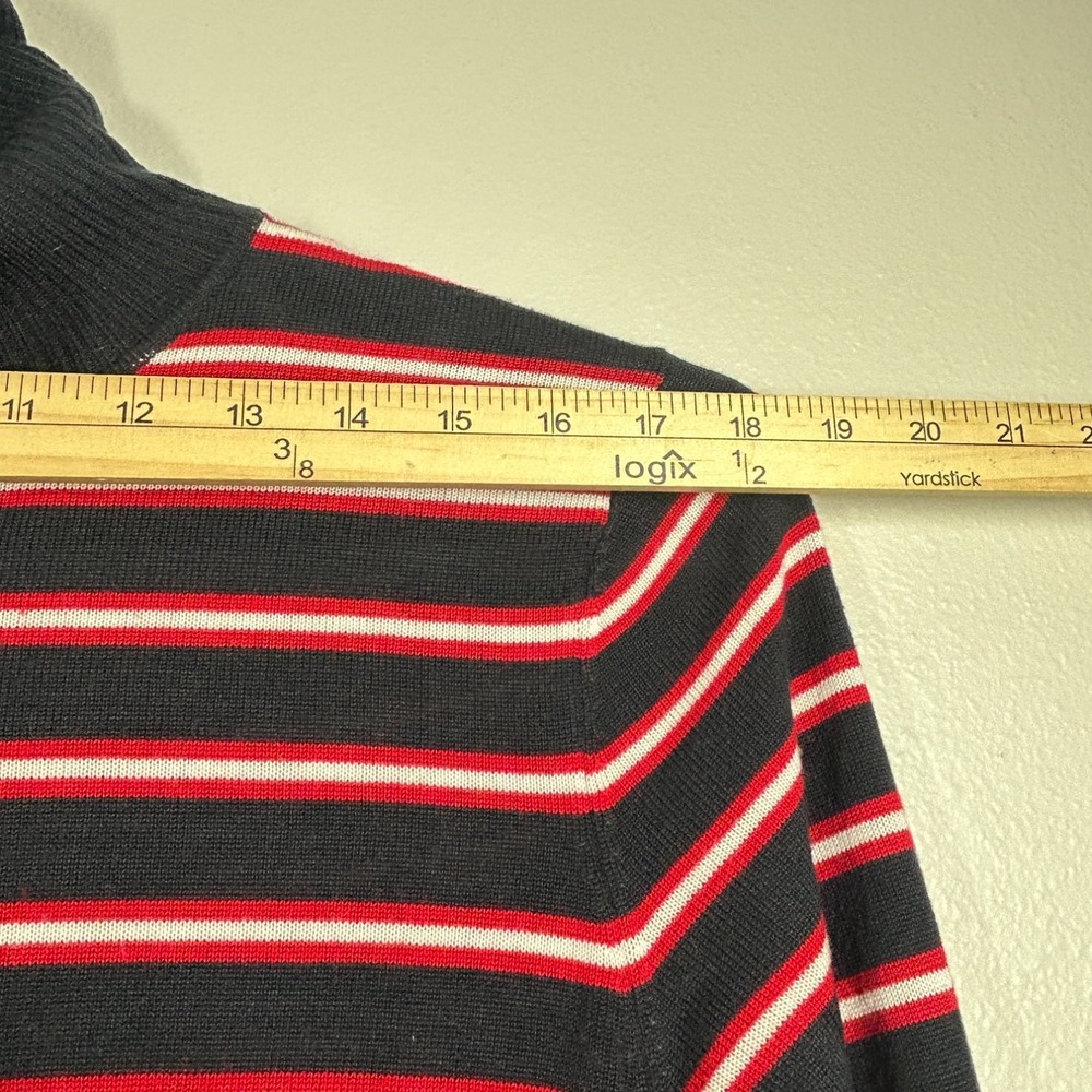 Tommy Hilfiger Womens Black Red Striped Cowl Neck Tunic Sweater L - Picture 9 of 11